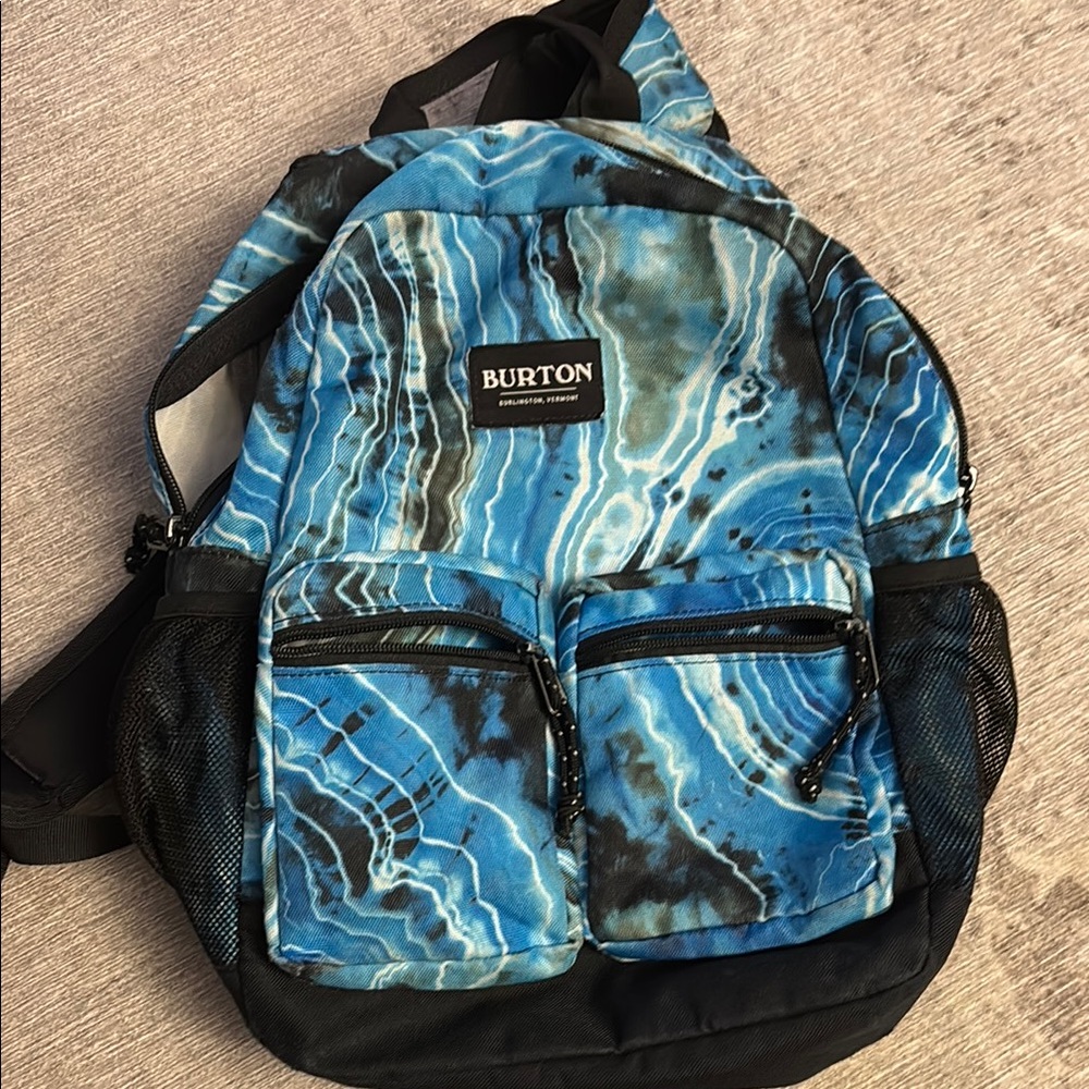 Burton Blue and Black little Backpack with Marbled Design